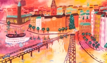 Solnedgång över Stockholm (90 ex**), by Christina Knall